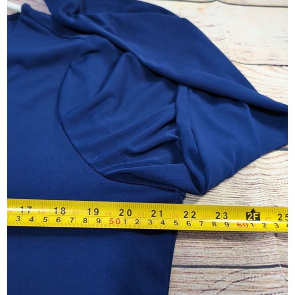 Susan Graver Women’s Size LARGE Navy Liquid Knit Keyhole Neck Dressy Festive Top - Picture 8 of 16